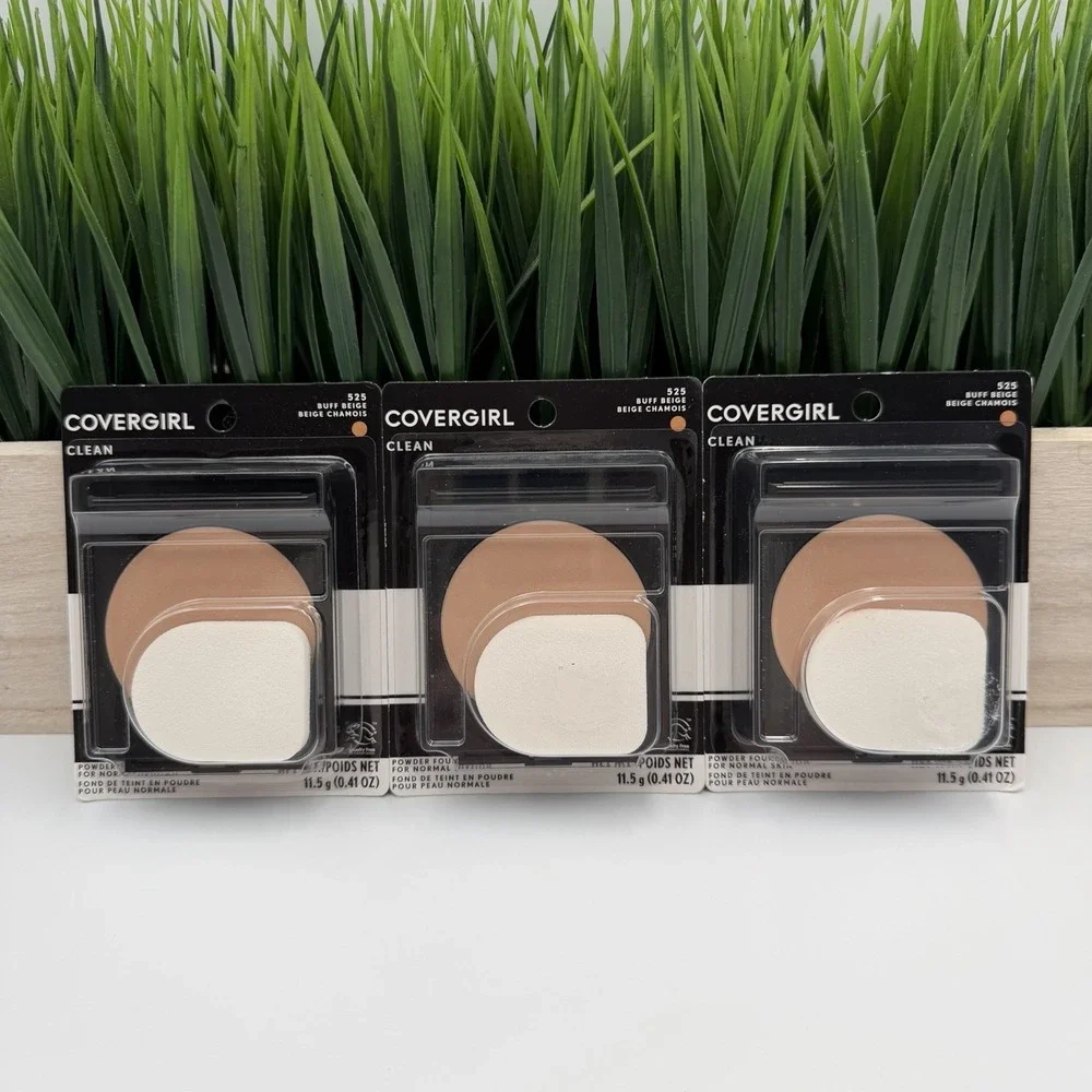 (3) COVERGIRL Clean Powder Foundation Normal Skin #525 BUFF BEIGE Original Talc